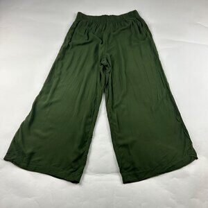 H&M Dark Green Lightweight Challis Wide Leg Pant M